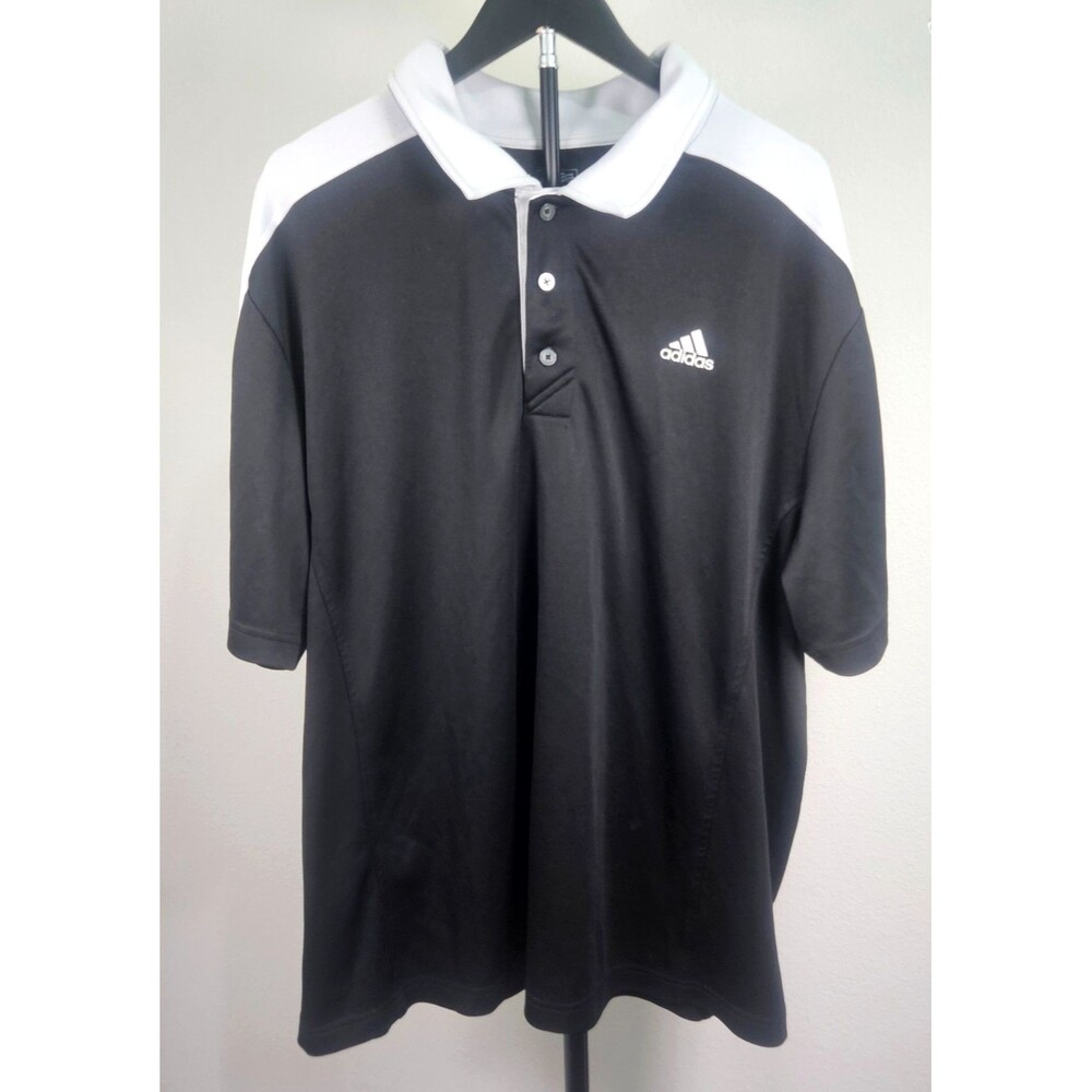 Adidas Golf Polo Shirt Mens 2XL Black Gray Climalite Performance Short Sleeve